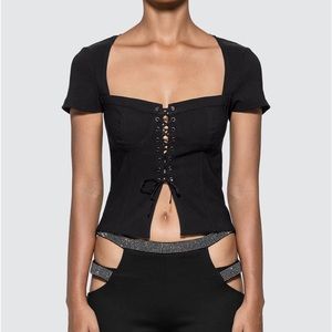 Pretty little thing black zip up t-shirt